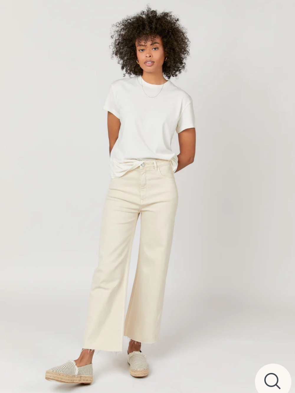 Aberdeen Wide Leg Crop Jeans in Ecru